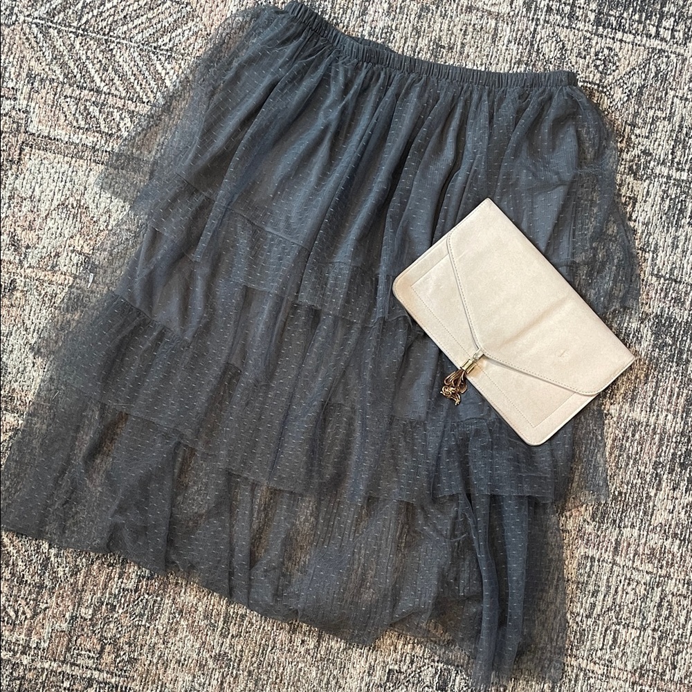 Wild Fable Womens XXL Gray Tulle Tiered Ruffle Ballet Midi Tutu Skirt - Picture 6 of 6